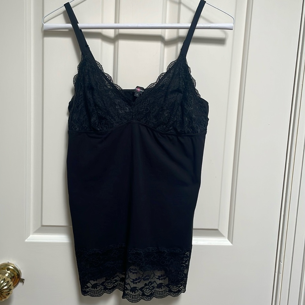 Cosabella sz L black lace accented camisole underpinning tank